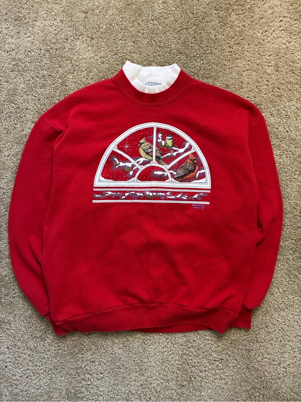 90s Made in USA, Vintage, Morning Sun Winter graphic crewneck sweater